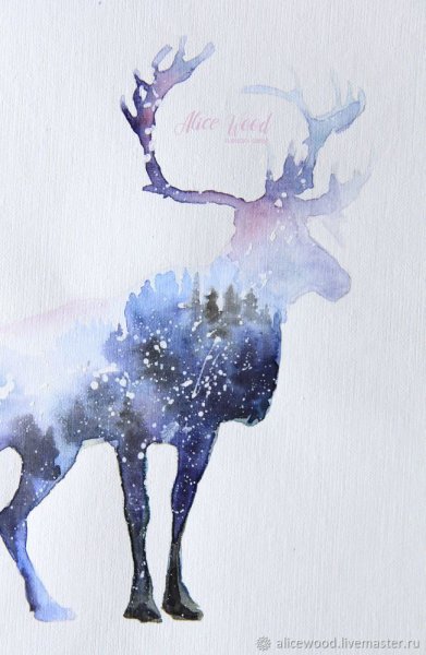 Акварельные силуэты животных