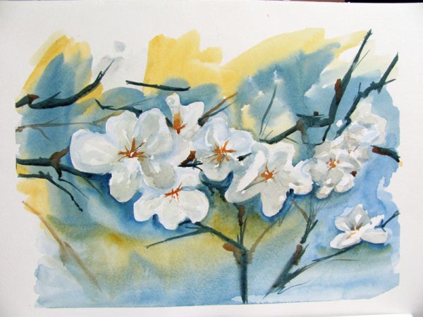 Весенние цветы гуашью