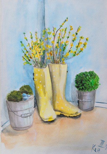 Весенние рисунки акварелью