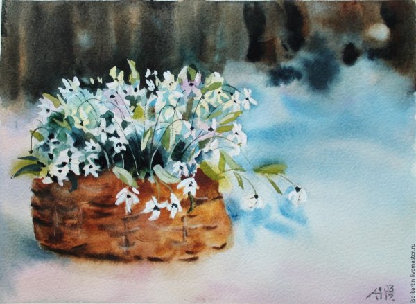 Весенние рисунки акварелью