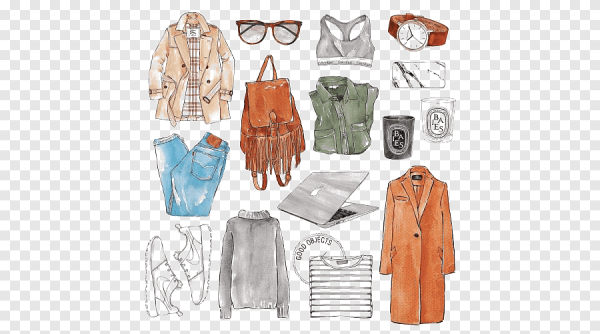 Акварельные эскизы одежды