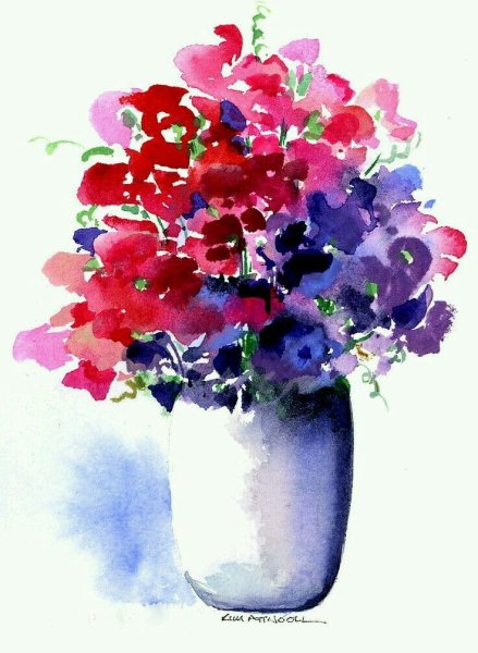 Прозрачная ваза акварелью