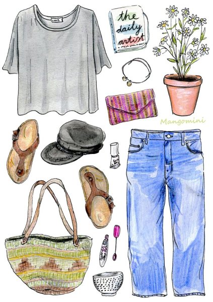 Мужской костюм акварель