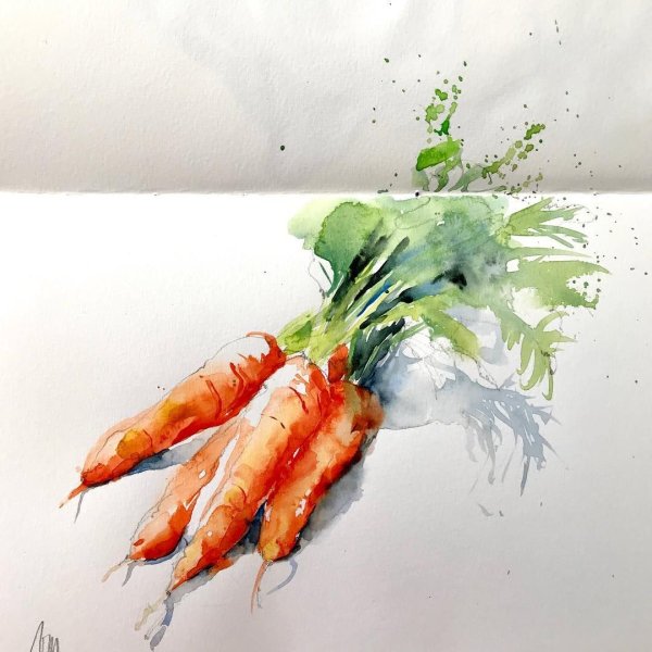 Морковка гуашью