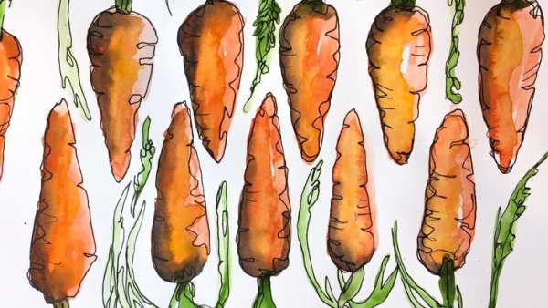 Рисование овощей акварелью