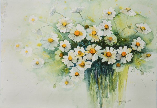 Акварель ромашки