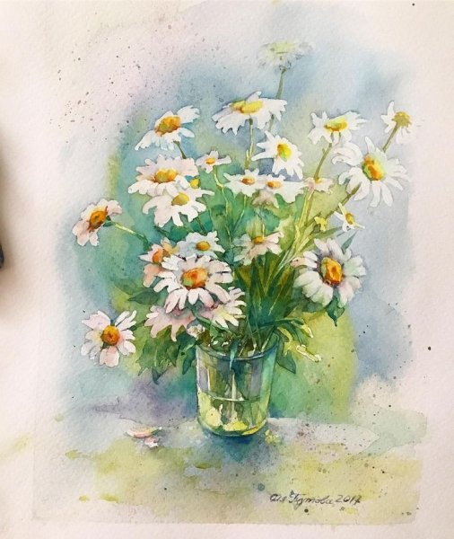 Акварель ромашки