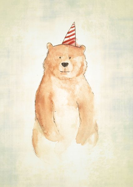 Медведь акварелью
