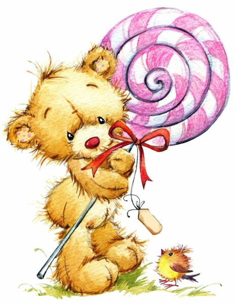 Милый Медвежонок с цветами