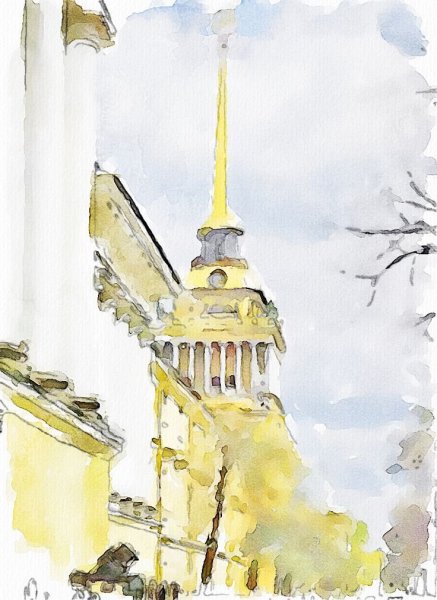 Шпиль Адмиралтейства акварель