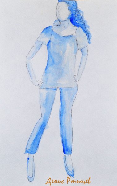 Наброски фигуры человека гуашью