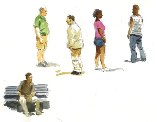 Зарисовки людей акварелью