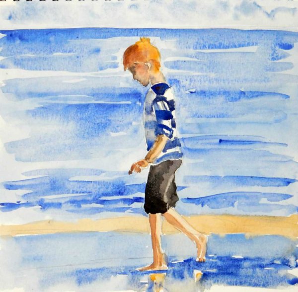 Мальчик акварель