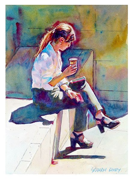 Этюды фигуры человека на пленэре акварель