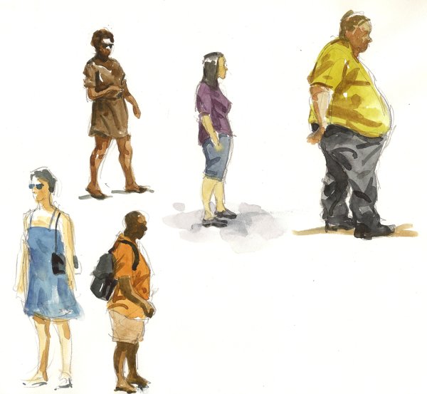 Фигурки людей акварелью