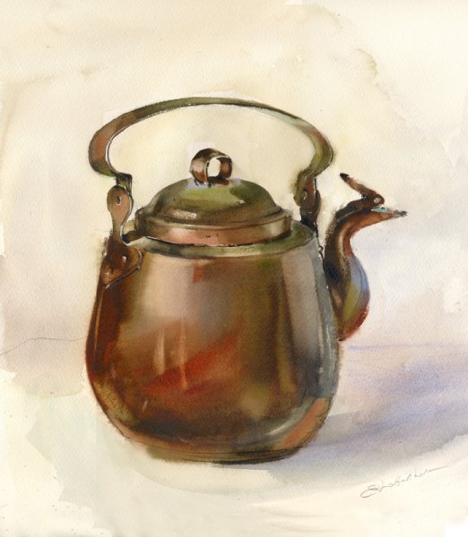Чайник акварелью