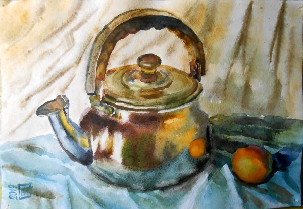 Чайник акварелью