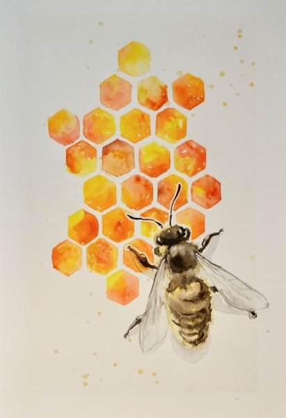 Пчелы на сотах живописи