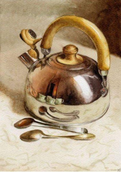 Чайник акварелью