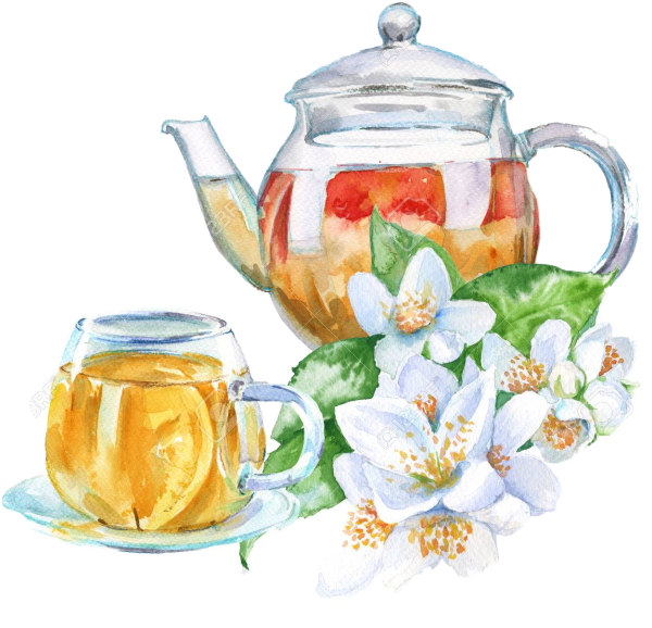 Чайник чая акварель