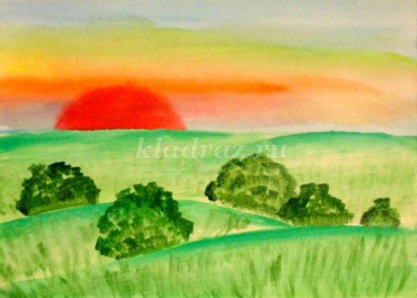 Поэтапное рисование летнего пейзажа