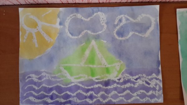 Рисование свечой и акварелью