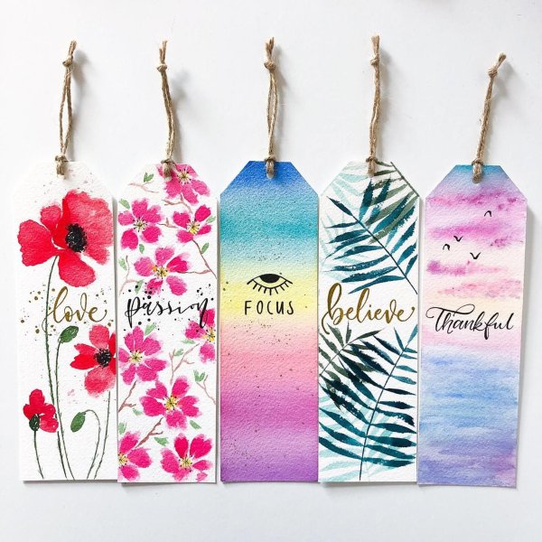 Закладки акварелью простые