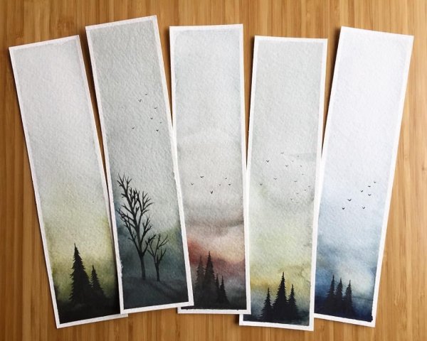 Яркие закладки акварелью для детей