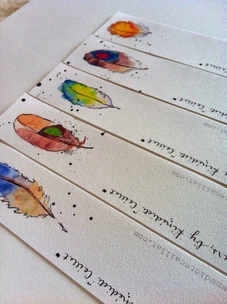 Закладки акварелью цветы