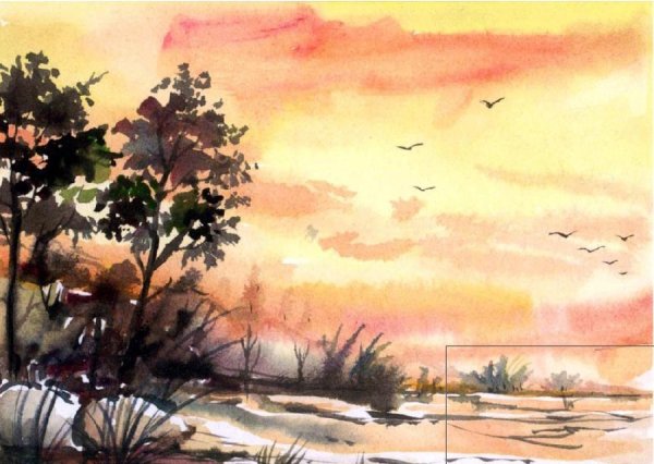 Пейзажи акварелью несложные