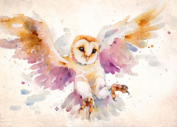 Сова гуашью