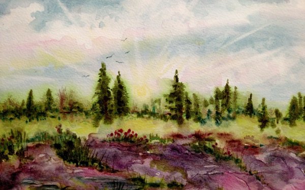 Пейзаж акварелью