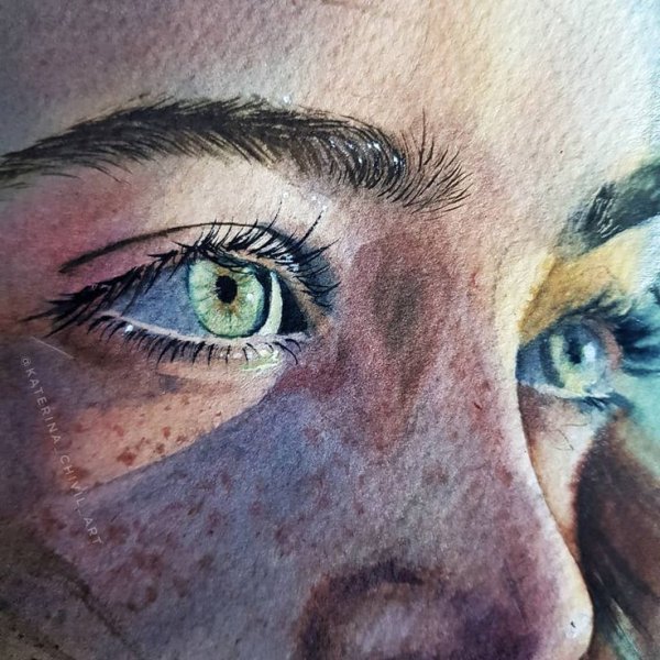 Глаз человека акварелью