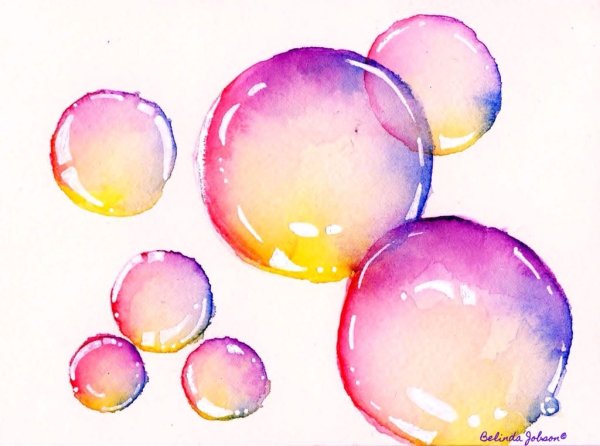 Мыльные пузыри акварелью