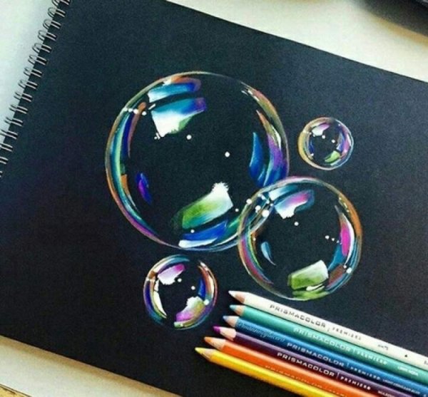 Мыльные пузыри акварелью