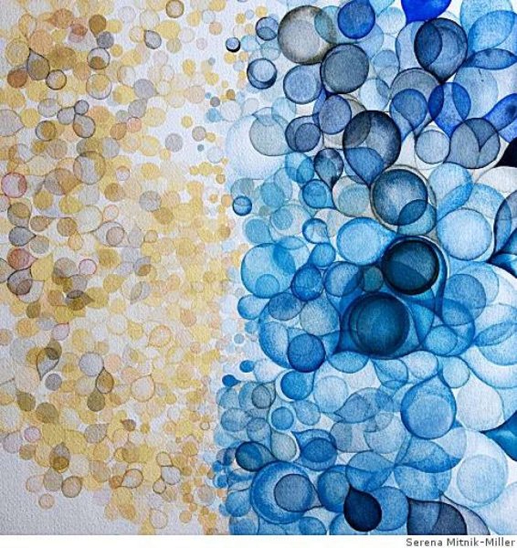 Мыльные пузыри акварелью