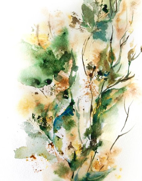 Акварельные картины в зеленых тонах