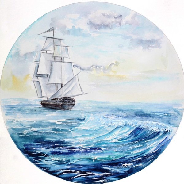 Морской пейзаж в круге