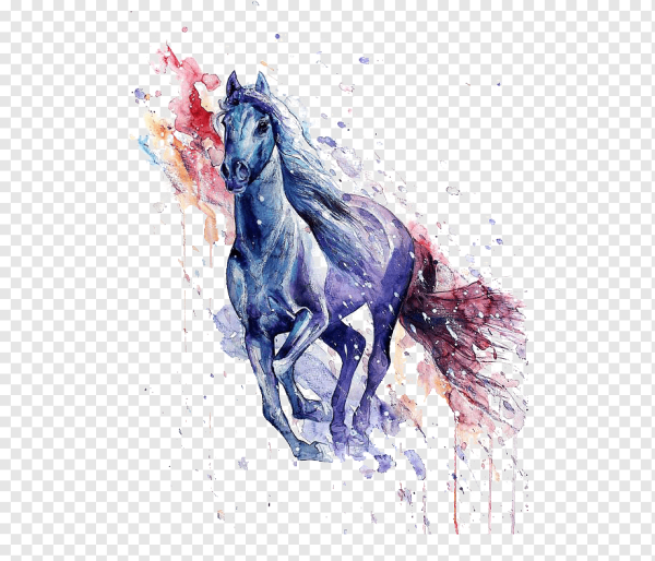 Кони акварель