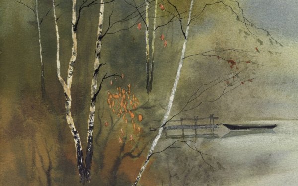 Осенний пейзаж акварелью