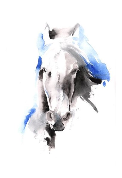 Лошадь рисунок акварелью