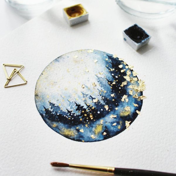 Акварель с поталью