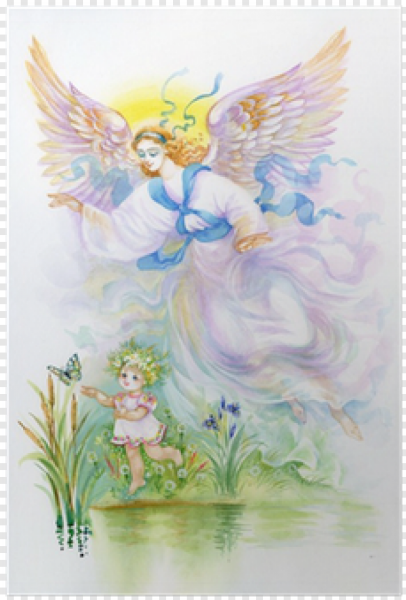 Ангел акварельными карандашами