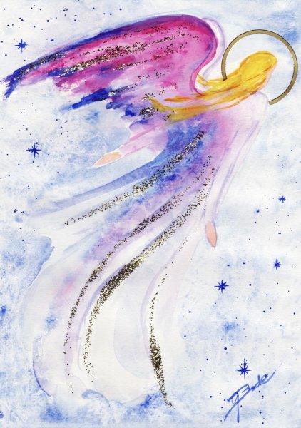 Рисуем ангела акварелью