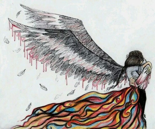 Ангел рисунок цветным карандашом