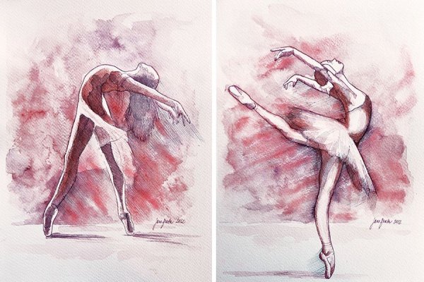 Человек в движении акварель