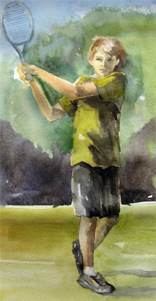 Этюд человека акварелью