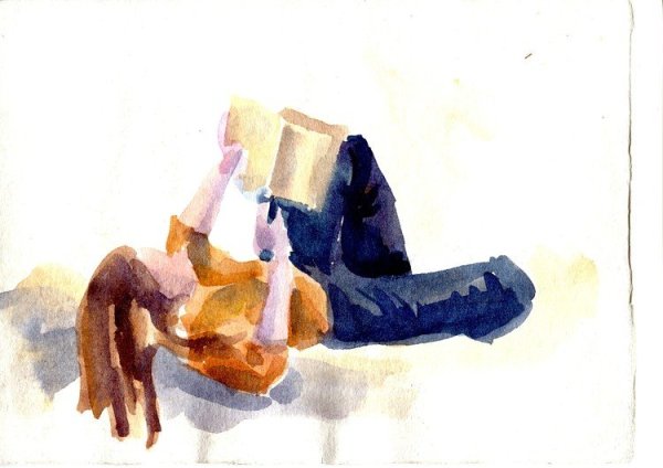 Человек в движении акварель