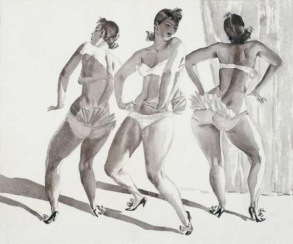 Силуэты людей акварелью