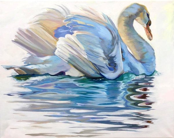 Лебеди акварелью